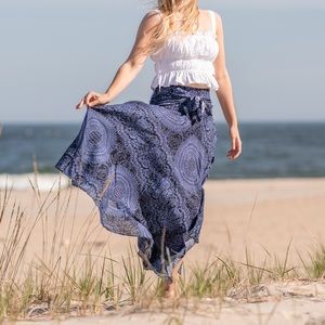 Bohemian Navy Maxi Skirt
